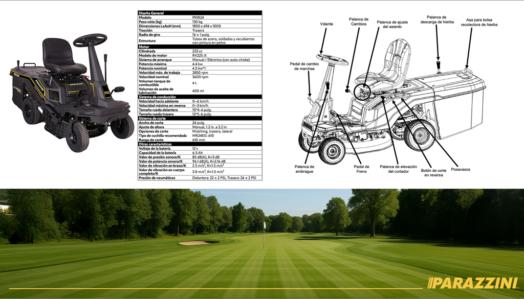 Tractor podador motor RV225-x 223cc 24 pulg