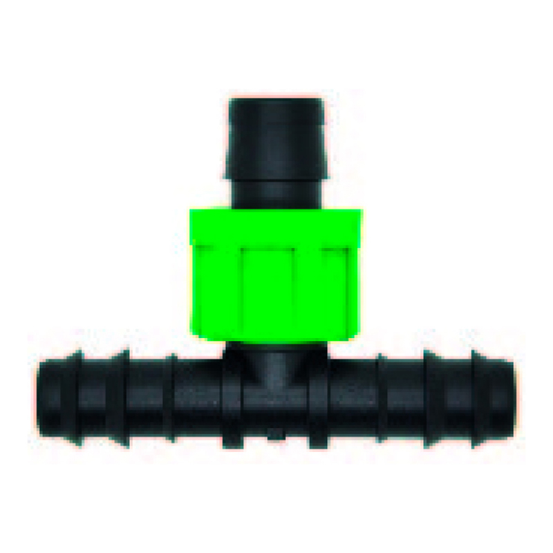 Conector T tubin con tubin 16 mm y cintilla de 5/8 