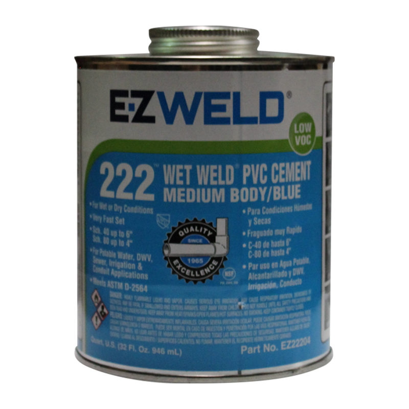 Pegamento azul pegado en humedo para pvc cuerpo medio 32 oz / 946 ml Cont: 1