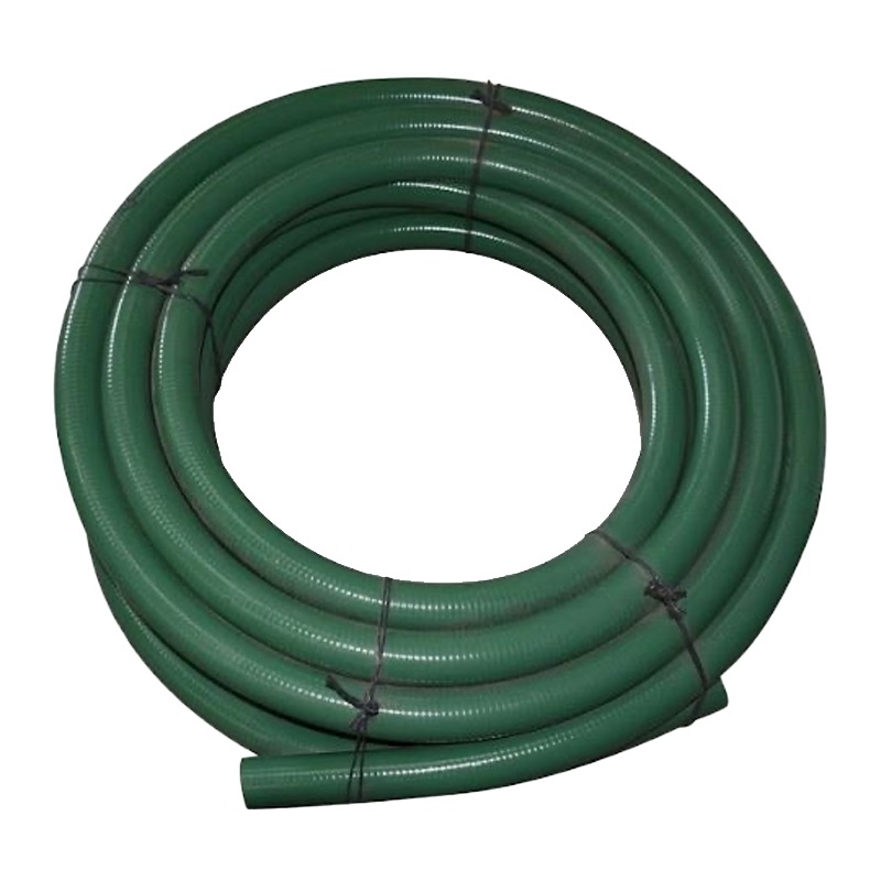Manguera anillada rígida 6" verde olivo succión/descarga - rollo de 20 m