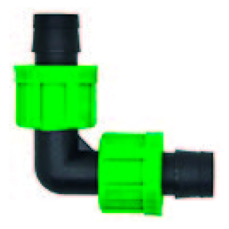 Conector tipo codo para cintilla con cintilla 5/8 contenido 100 piezas