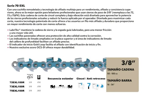ROLLO DE CADENA OREGON 75EXL, .3/8", .063" 1,640 ESLABONES