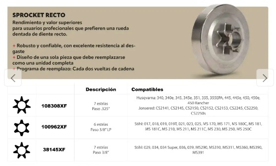 SPROCKET OREGON TIPO SPUR, 3/8" LP, 6 DIENTES