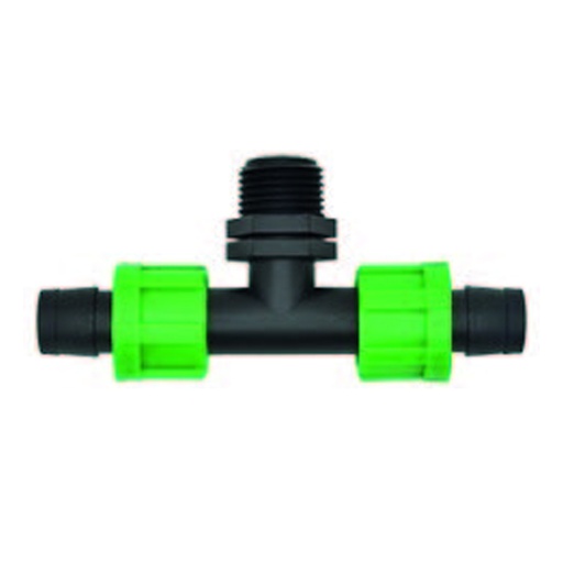 [TT021712] Conector T cintilla con cintilla 5/8 con rosca macho de 1/2 