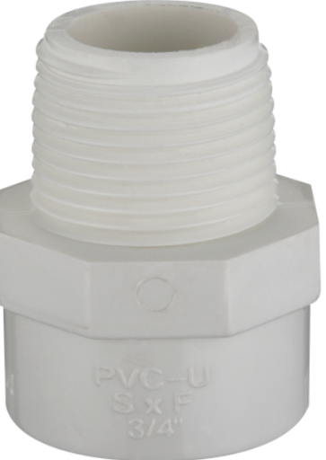 [M271.5] Adaptador macho 1-1/2" PVC cedula 40 (cementar x rosca macho) - 1 pieza