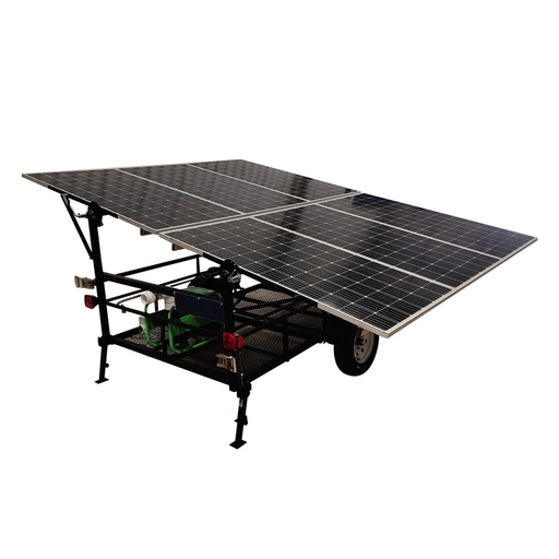 [WESREMOL3P] Motobomba 3 pulg eléctrica 2 HP montada en un remolque con paneles solares