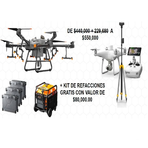 [005-276BF3] Drone DJI T30 con phantom 4rtk y kit de refacciones